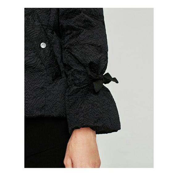 Textured Black Duck Down Puffer Coat - Picture 6 of 7